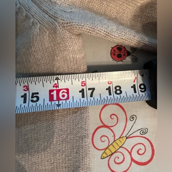 Banana Republic Cashmere Wool Blend Faux Fur Cuff Cardigan Beige Women’s Small - Picture 8 of 12